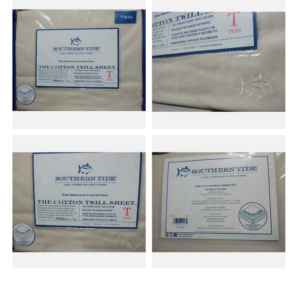 New Southern Tide 4 Twin Size Sheet Sets 300 Thread count - Picture 5 of 10